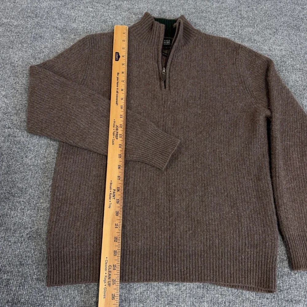 Paul Kehl Sweater Men Large Brown 100% Pure Cashmere Super Soft 1/4 Zip Slim Fit